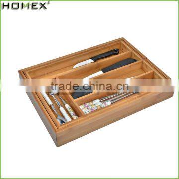 Kitchen Helper High Quality Bamboo Expandable Cutlery Tray& Organizer /Homex_Factory photo-2