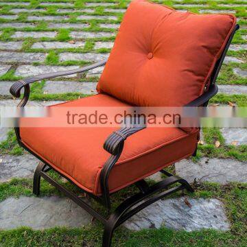 patio metal chair cast aluminum deep seat rocker club chair with thick seat cushion padded slatted seat #IVY14105