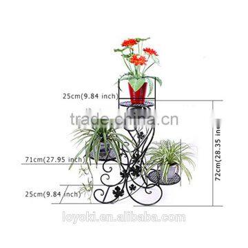 3-Tiered Scroll Decorative Metal Garden Patio Standing Plant Flower Pot Rack Display Shelf Holds 3-Flower Pot Stand photo-3