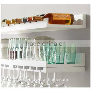 MDF Wooden Wall Mounted Set of 2 Bottle Shelf Holds 6 Wine Bottles and Glass Shelf Wine Rack Wholesale photo-3