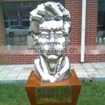 stainless steel mirror garden items Chinese Luxun statue bust decoration