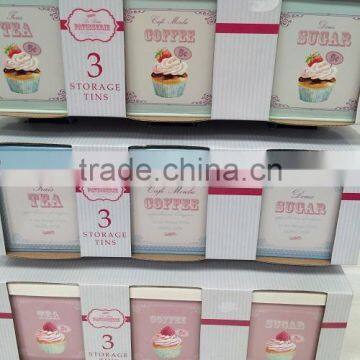 Transfer Decal Square Metal Tea Sugar Coffee Canisters photo-2