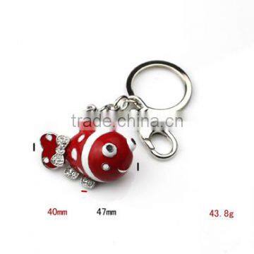 fashion red enamel cute rhinestone fish custom key holder handbag decoration KY07-0034