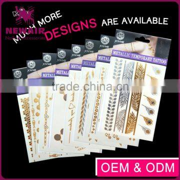 Summer Style Men Women Body Art Gold Metallic Tattoo Sticker photo-3
