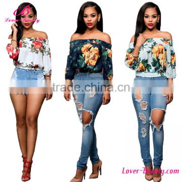 Milk Silk Printing Latest Design Girls Tank Women Off Shoulder Top