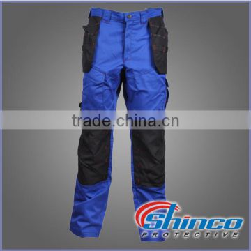 Industrial safety mens pocket design blue wear work cargo trousers