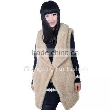 CX-G-B-220E Knit Real Mink Fashion Fur Fashion Fur Vests For Women photo-5