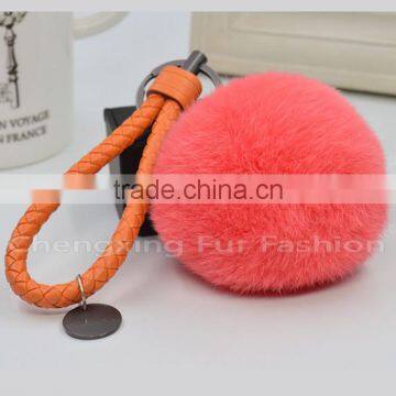 CX-R-24 Genuine Rabbit Fur Ball Mobile Phone Gift Fur Pom Pom Keychain photo-2