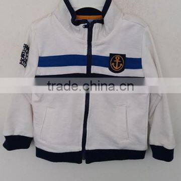Baby Boys Stripes and Embroidered Navy or White 60% Cotton and 40% Polyester Coat for Autumn photo-3
