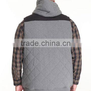 Draw-strings for Hood Adjustment Hoodie Vest Quilted Fleece Construction Sleeveless Vest Hand Pockets With Zipper photo-4