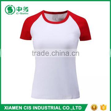 2017 New Design 200gsm Lycra Cotton Short Sleeve White T Shirt for Women photo-2