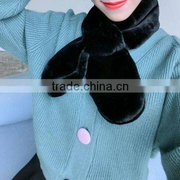 Special Design Early 2017 Spring Girl Nechchief Pure Color Cute Model Fake Rabbit Fur Lovely 90*120cm Lady Scarf photo-5