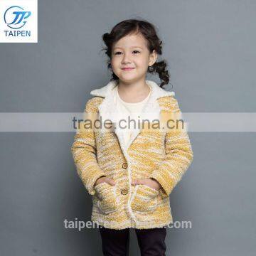 Winter Children Clothing Wholsaler Tweed Apparel With Cashmere Lining Kids Coat For Girls