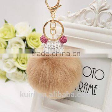 Faux Fur Pompom Key Chains Rhinestone Keychains Ladies Perfume Bottle Key Chain Rings Holder Cover Women Fmq-13 photo-6