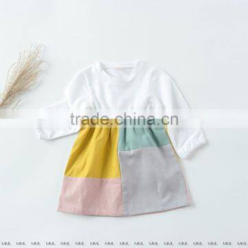 S33550W 2017 New Summer Fashion Girls Color Joining 100% Cotton Dress photo-4