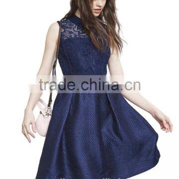 Girls Navy Lace Expansion Sleeveless Dress