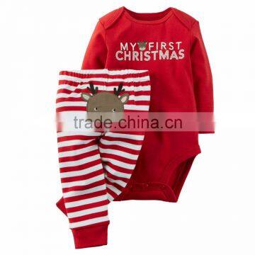 Sunshineangel 2015 Red Stripe New Christmas Cotton Baby Girls Romper Suits