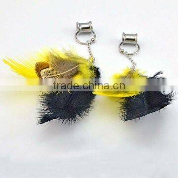 316L steel attractive feather pandent ear tunnel body piercing jewelry