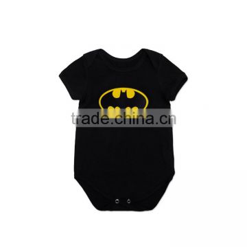 Short Sleeve Shirt Romper Letters Printed Cotton for Kids Baby Black Plain Onesie