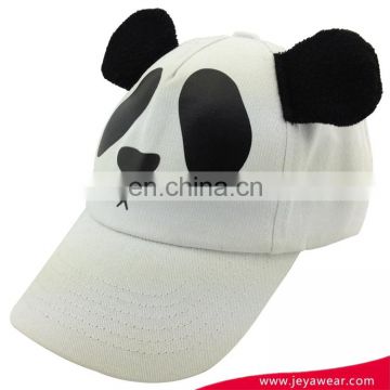 JEYA funny panda 5 panel white kids baseball printed cap with slide buckle for custom