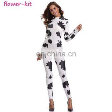 Sexy Halloween Zebra Cowgirl Print Catsuit Party Fancy Dress Jumpsuit playsuit