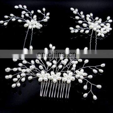 Bride Wedding Fashion Pearl Jewelry Set Handmade Comb Hairpin Accessories