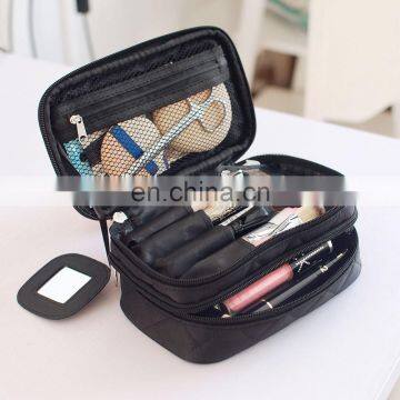 LOGO Printing Two Layer Cosmetic Travel Makeup Case Organizer Bag With Mirror photo-4