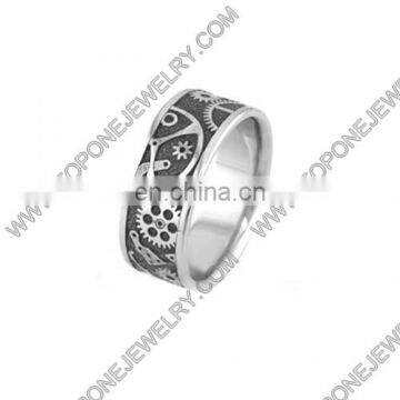 Polished inside engraved film shape titanium rings for men