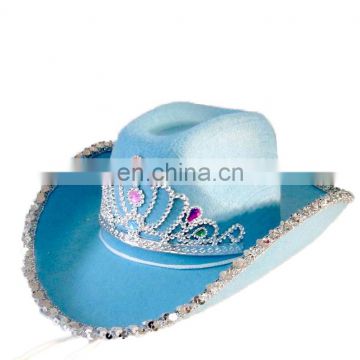 MCH-1359 Party Carnival funny cheap blue crown cowgirl felt Hat