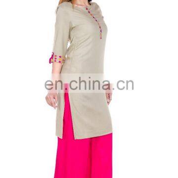 Premium Quality Viscose Fabric Knee Length Embroidered Lady Kurtis photo-5