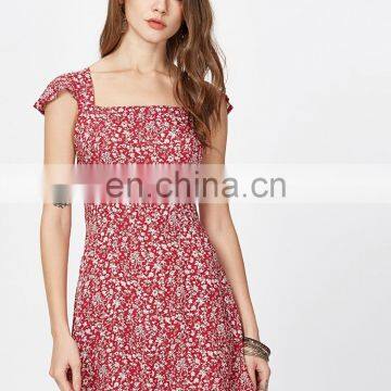 Florals Square Neck Criss Cross Bow Tie Back Beach Dress Sexy Model Hot Photos photo-6