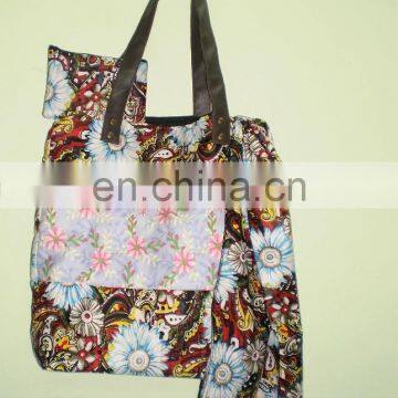 Cotton Floral Printed Canvas Bag,Cotton Canvas Handbag Beach Bags photo-3