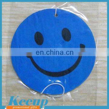 Made in China promotional custom paper cardboard smiley face car hanging air freshener