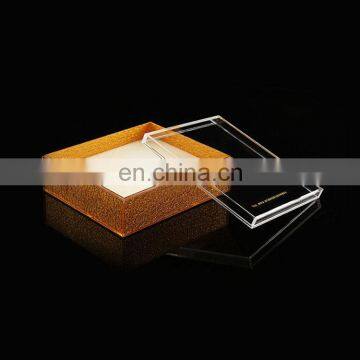 2016 new design unique gold and clear acrylic bracelet display storage box case with lid