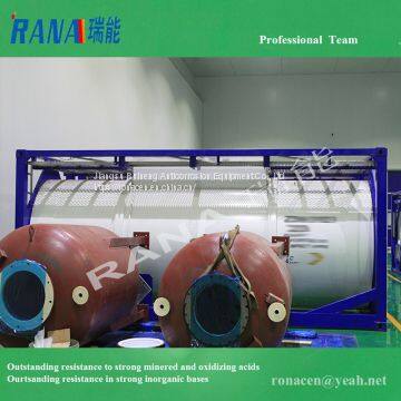 Factory directly offer high-purity 40 feet ISO tank steel lining PTFE/ PFA/ ETFE anticorrosive equipment with long Service life 15-20 years Industrial Chemical storage Tank movable portable container and pressure vessel