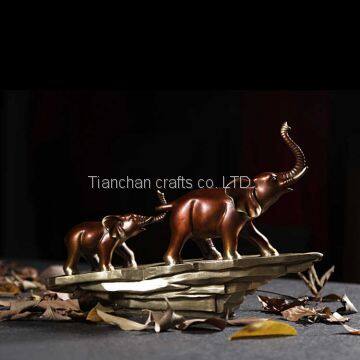 Bronze Elephant Family Statue Including Mother and Calf Elephant Sculpture photo-3