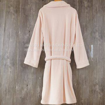 Thick Warm Pure Dyed 100% Polyester Bathrobe photo-2