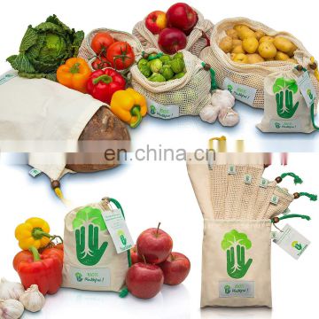 High premium eco friendly cotton net sack produce bag for food package