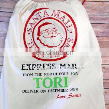 Personalized Santa Sack for Christmas Presents Cotton Stocking