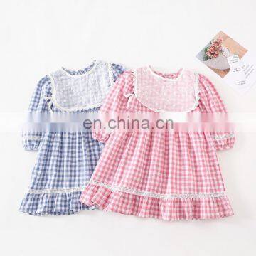 2020 Autumn toddler dress New Girl's Sweet Plaid Dress Korean Lace Vest Plaid 2-Piece Set kids dresses for girls