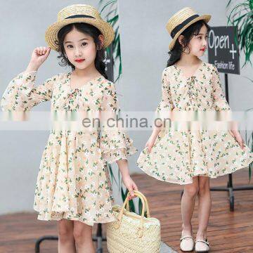 Teens Girls Fashion Floral Long Sleeve Dress Summer 2020 Kids Baby Cute Casual Princess A-line Chiffon Dresses photo-5