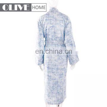 Competitive Price Blue 100 Cotton Unisex Space Dyed Printed Waffle Bathrobe photo-2