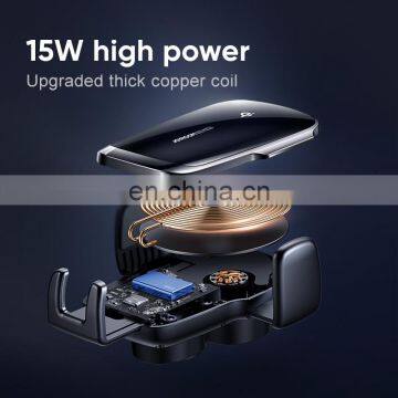 JOYROOM ZS248 FCC CE Qi Self-Aligning Coil Car Charger Mobile Mount Dashboard Qi 15W Wireless Fast Charging Car Phone Holder