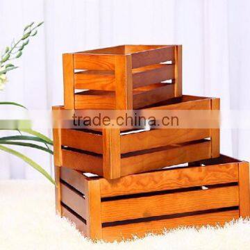 Custom solid wooden slatted crate storage crates