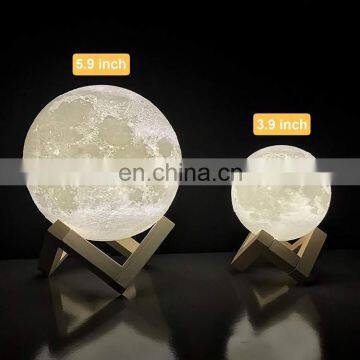 Creative Gift Decoration 3d Moon Light Rechargeable Night Light 3 Colors Touch Control Lamp Lights photo-5