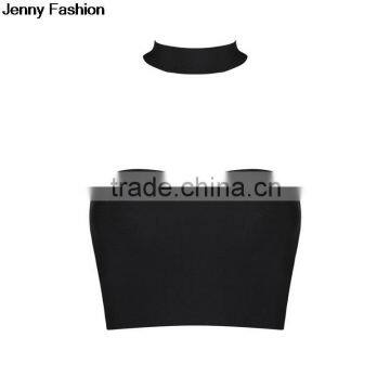 Jenny Fashion 2016 New Black Sey Women Bandage Fashion Crop Top