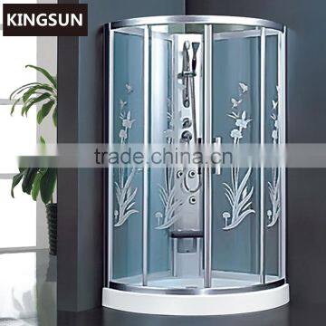 Freestanding Sector Silk Print Picture Glass Shower Room China Shower Cabin