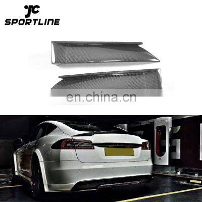 Carbon Fiber Rear Bumper Splitters for Tesla Model S Sedan 4-Door 12-16 Revo Style