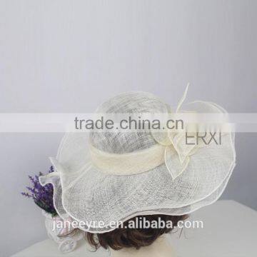 2015 New Style Women Wide Brim Flower Sinamay Hat In Different Color photo-5