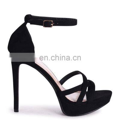 Black suede platform with knot front straps & sandal back high heels Sandals shoe(sandalias mujer)